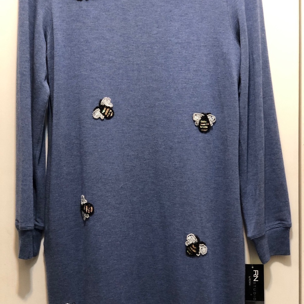 Beaded Bee Soft Blue Sweater Dress Small - Picture 3 of 10